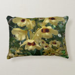 Yellow and Maroon Orchids Elegant Floral Decorative Pillow