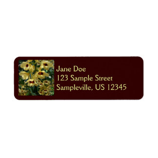 Yellow and Maroon Orchids Elegant Floral Label