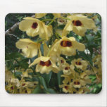 Yellow and Maroon Orchids Elegant Floral Mouse Pad