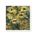 Yellow and Maroon Orchids Elegant Floral Napkins