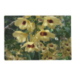 Yellow and Maroon Orchids Elegant Floral Placemat