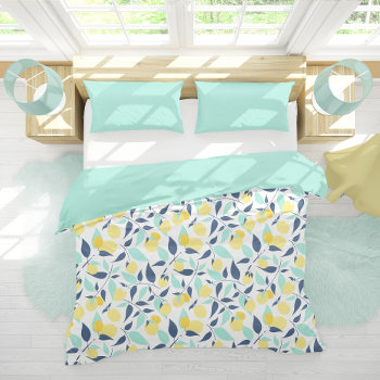 Yellow And Mint Lemons Pattern Duvet Cover by heartlockedhome at Zazzle