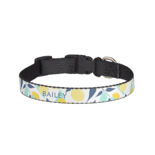 Yellow and Mint Lemons Pattern Personalized Pet Collar