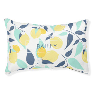 Yellow and Mint Lemons Pattern Pet Bed