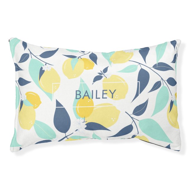 Yellow and Mint Lemons Pattern Pet Bed (Front)