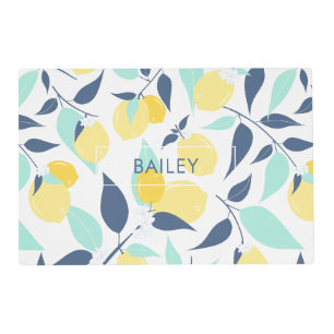 Yellow and Mint Lemons Pattern Placemat