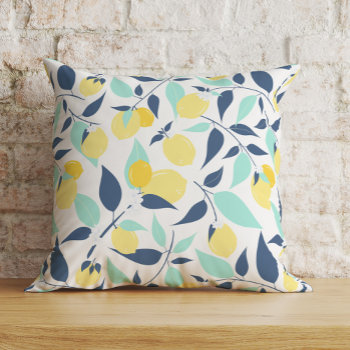 Yellow And Mint Lemons Pattern Throw Pillow by heartlockedhome at Zazzle