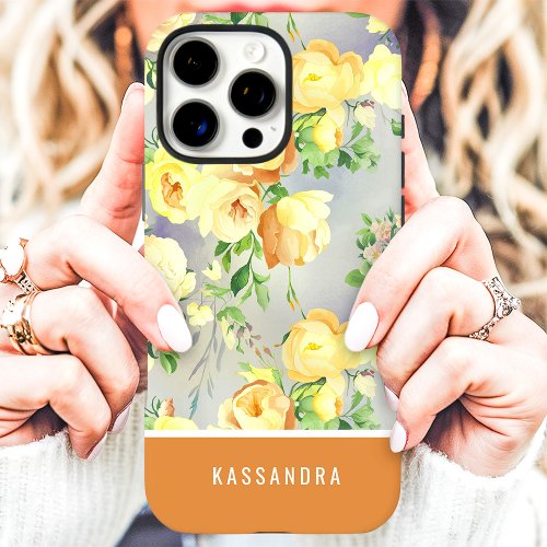 Yellow And Mustard Custom Name Floral Iphone 16 Pro Max Case