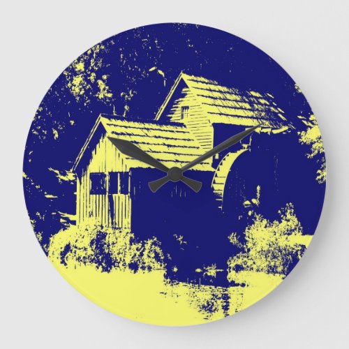 Yellow and Navy Blue Mabry Mill Large Clock