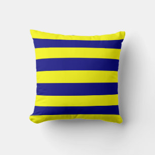 Yellow and Navy Blue Stripes Throw Pillow