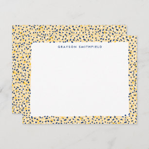 Yellow and Navy Leopard Personal Stationery Card