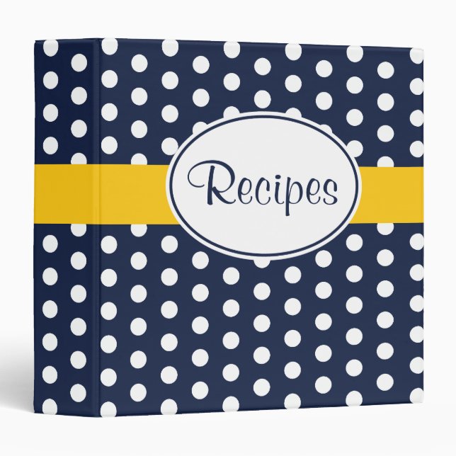 Yellow and Navy Retro Recipe Binder (Front/Spine)