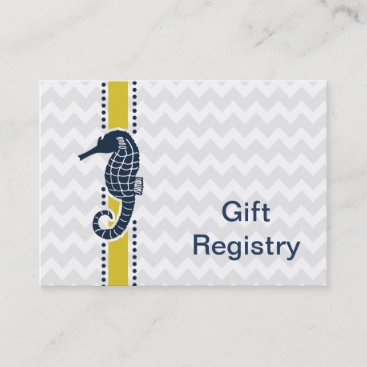Yellow and Navy SeaHorse Beach Wedding Stationery Business Card
