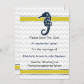 Yellow and Navy SeaHorse Beach Wedding Stationery Invitation (Front/Back)