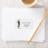 Yellow and Navy SeaHorse Beach Wedding Stationery Label (Insitu)