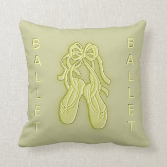 Yellow and Olive Green Ballet Slippers Pillow