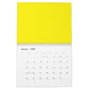 Yellow and orange abstract shapes overlap on a pla calendar