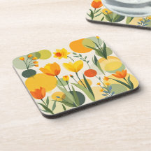 Yellow and Orange Abstract Spring Flowers