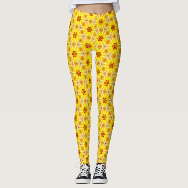 Yellow and Orange Artwork Designer Leggings (Front)
