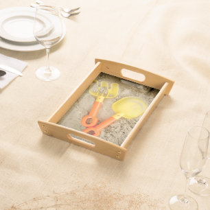 Yellow and Orange Beach Sand Toys Serving Tray