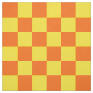 Yellow And Orange Checkered Pattern Design  Fabric