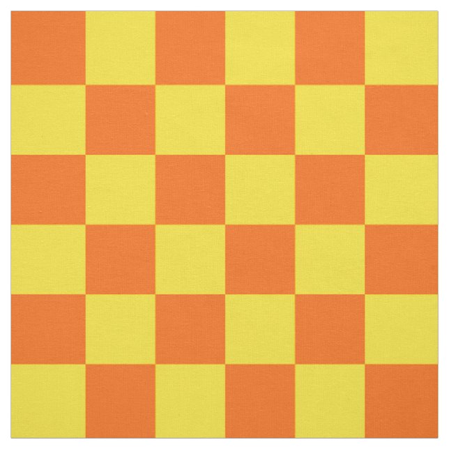 Yellow And Orange Checkered Pattern Design  Fabric (Swatch)