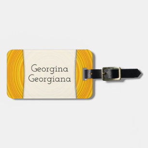 Yellow and Orange Curved Lines + Personalized Name Luggage Tag