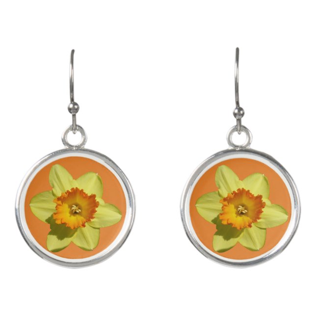 Yellow and Orange Daffodils Earrings (Front)