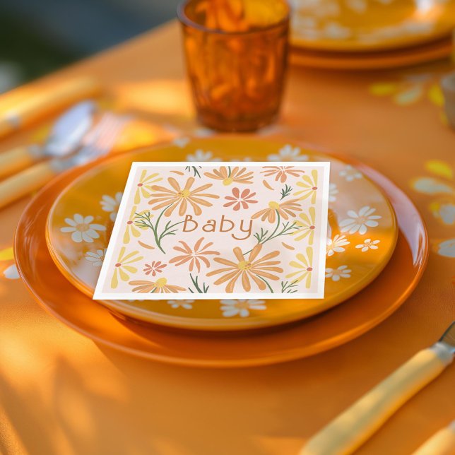 Yellow and Orange Daisies Baby Shower Napkins (Creator Uploaded)