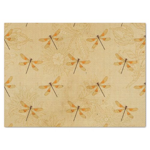Yellow and Orange Dragonfly Decoupage Tissue Paper