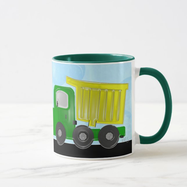 Yellow and Orange Dump Trucks Mug (Right)