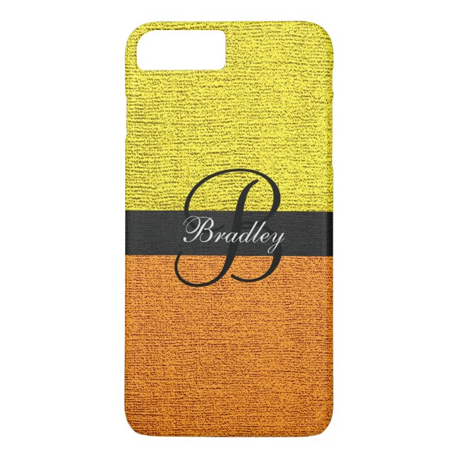 Yellow and Orange Elegant Monogram Case-Mate iPhone Case (Back)