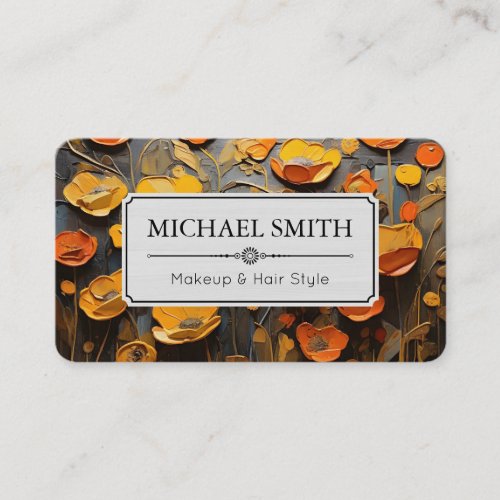 Yellow and Orange Floral Elegant Modern Business Card