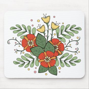 Yellow And Orange Flowers Mouse Pad by EmptyCanvas at Zazzle