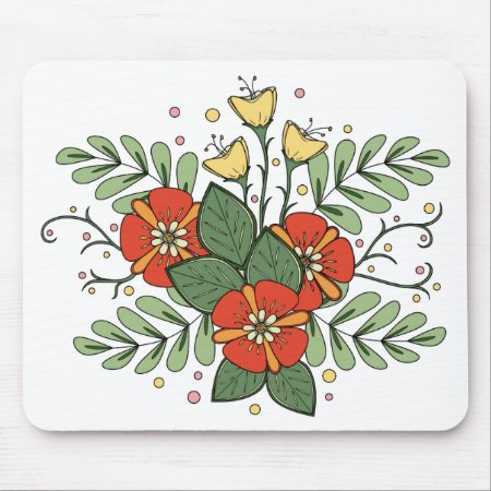 Yellow And Orange Flowers Mouse Pad