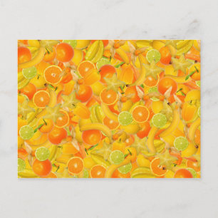 Yellow and orange fruits and vegetables postcard
