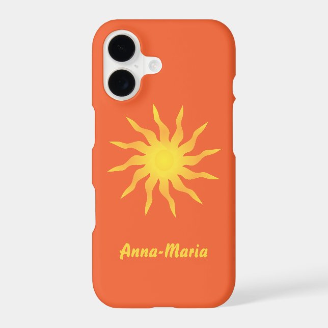 Yellow and Orange Funky Flaming Sun iPhone Case (Back)