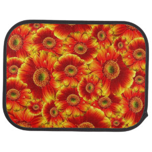 Yellow and Orange Gerbera Daisies Car Mat