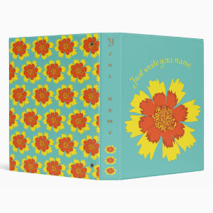 Yellow and orange girly coreopsis flower 3 ring binder
