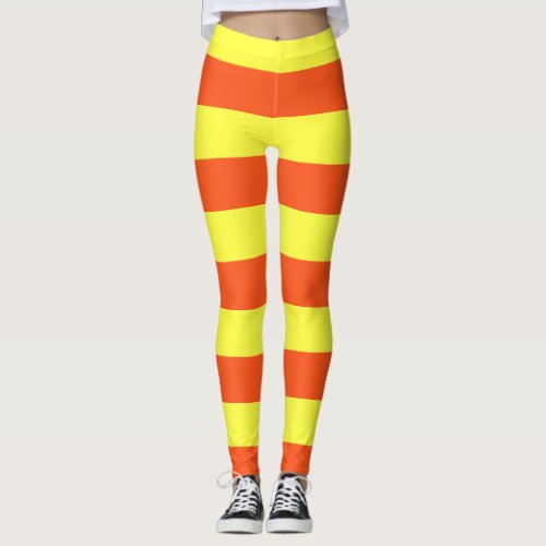 Yellow and Orange Halloween Stripes Candy Corn Leggings