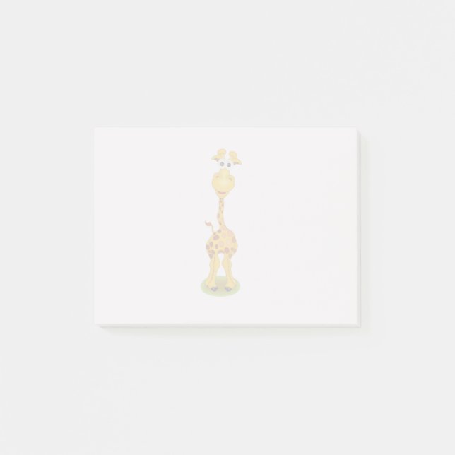 Yellow and orange happy cartoon giraffe post-it notes (Front)