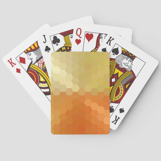 Yellow and Orange Hexagonal Seamless Pattern Poker Cards (Back)