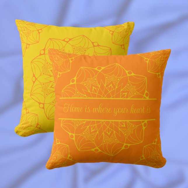 Yellow and Orange Mandala Personalized Throw Pillow (Creator Uploaded)