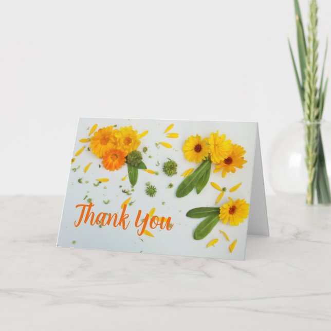 Yellow and orange marigolds thank you card (Front)