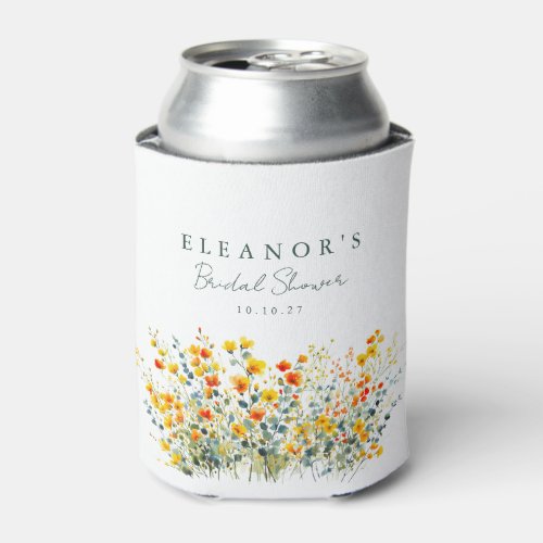 Yellow and Orange Meadow Wildflowers Bridal Shower Can Cooler