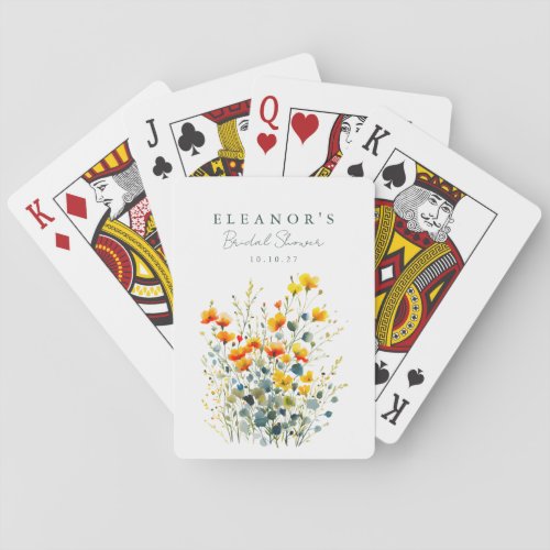 Yellow and Orange Meadow Wildflowers Bridal Shower Playing Cards