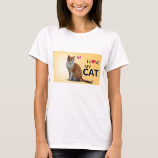Yellow And Orange Minimalist Cat T-Shirt