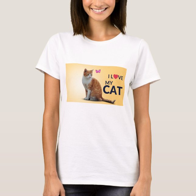 Yellow And Orange Minimalist Cat  T-Shirt (Front)