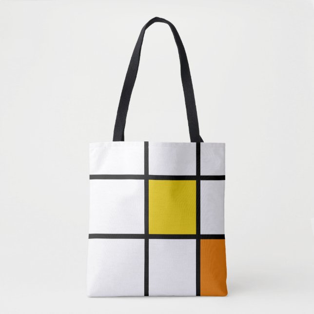 Yellow and Orange Mondrian Style Tote Bag (Front)