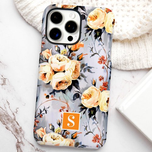 Yellow And Orange Monogram Floral Iphone 16 Pro Max Case